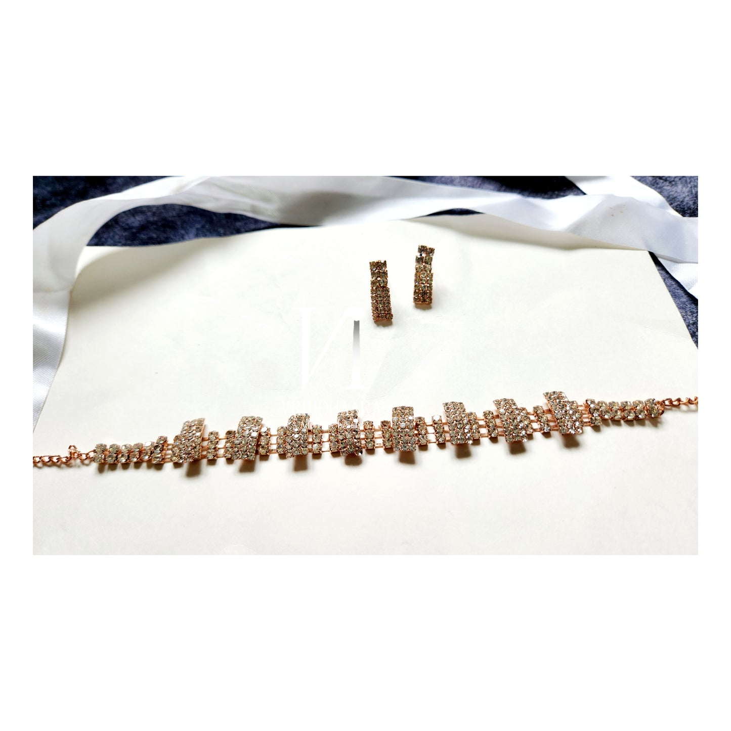 Stone studded Rose gold Choker Set