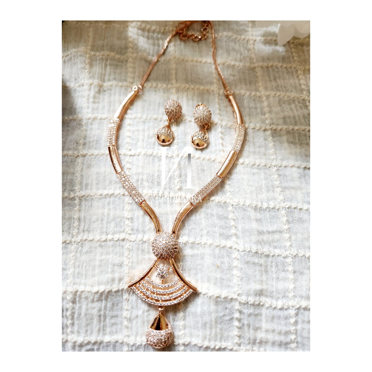 CZ Matte finish Necklace Set