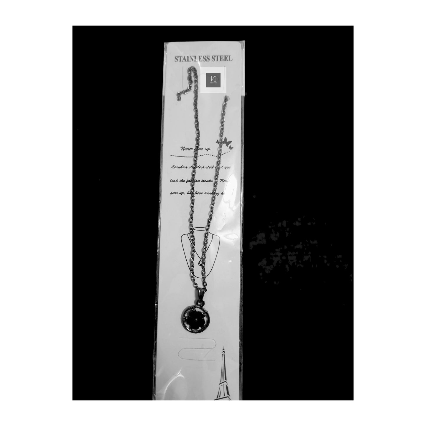 Simple Black Silver Chain