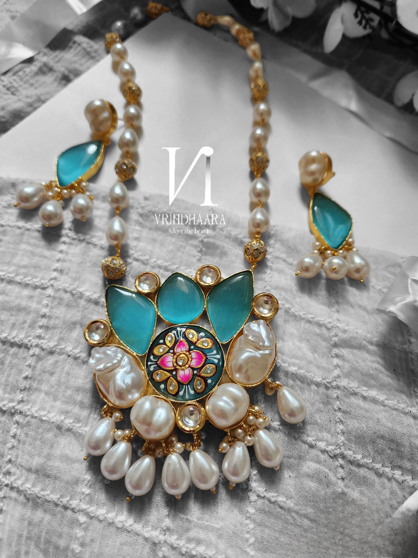 Baroque Pearl Long Chain Set