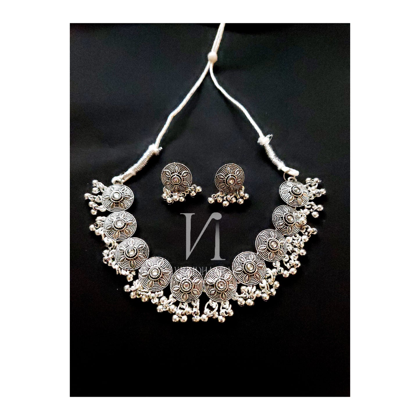 Oxidised Silver Necklace/ Choker Set
