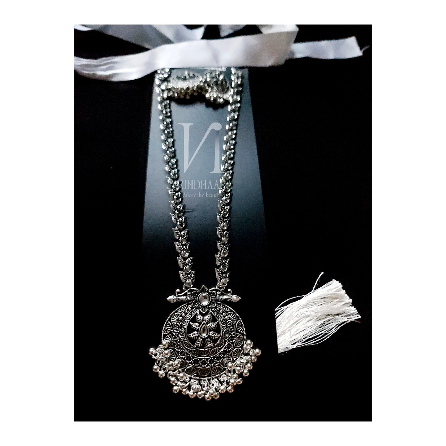 Oxidised Silver Long Chain Set