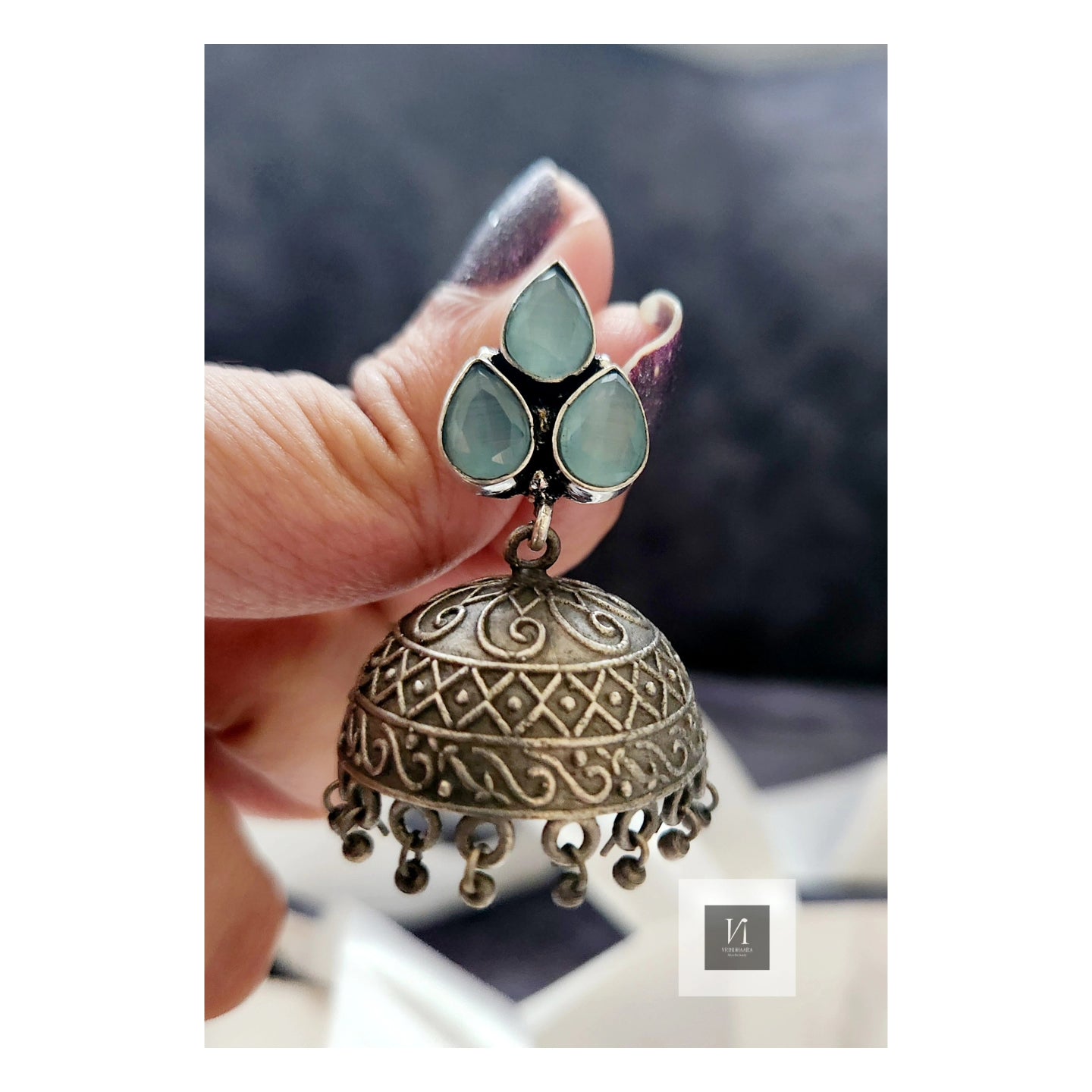 Leaf designed Jhumki_Oxidised