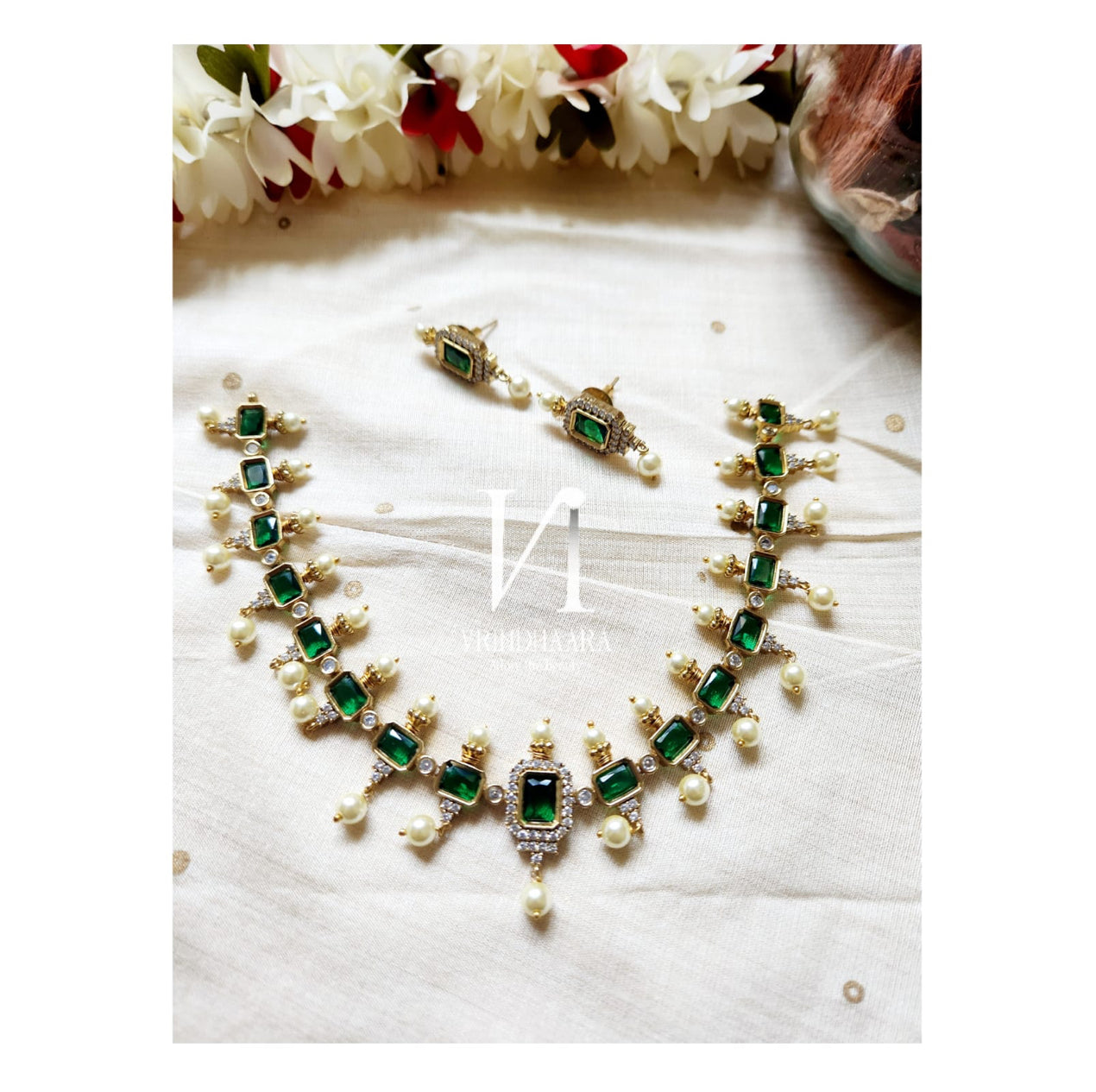 Pearl-Stone studded Necklace Set