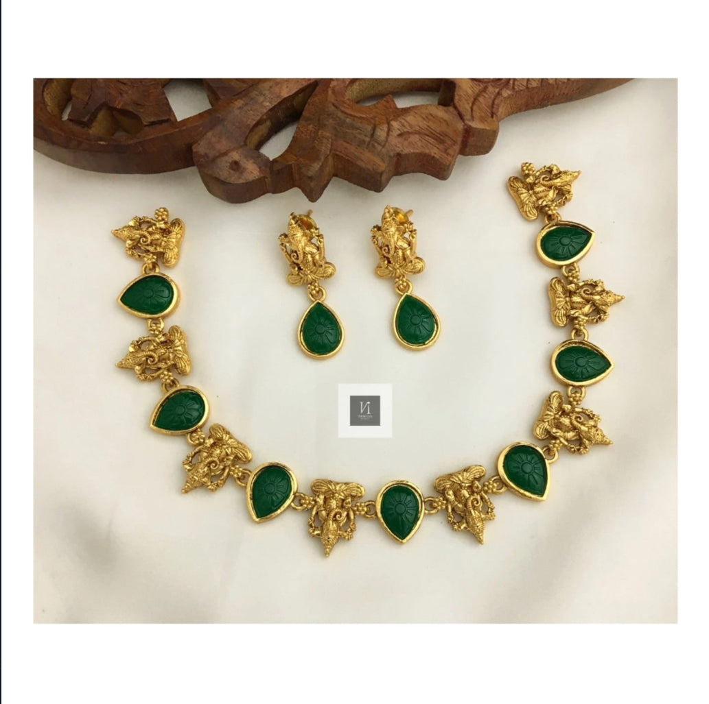 Ganapathy Sculpted Choker/ Necklace Set