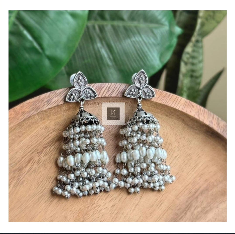 Long Oxidised Earrings