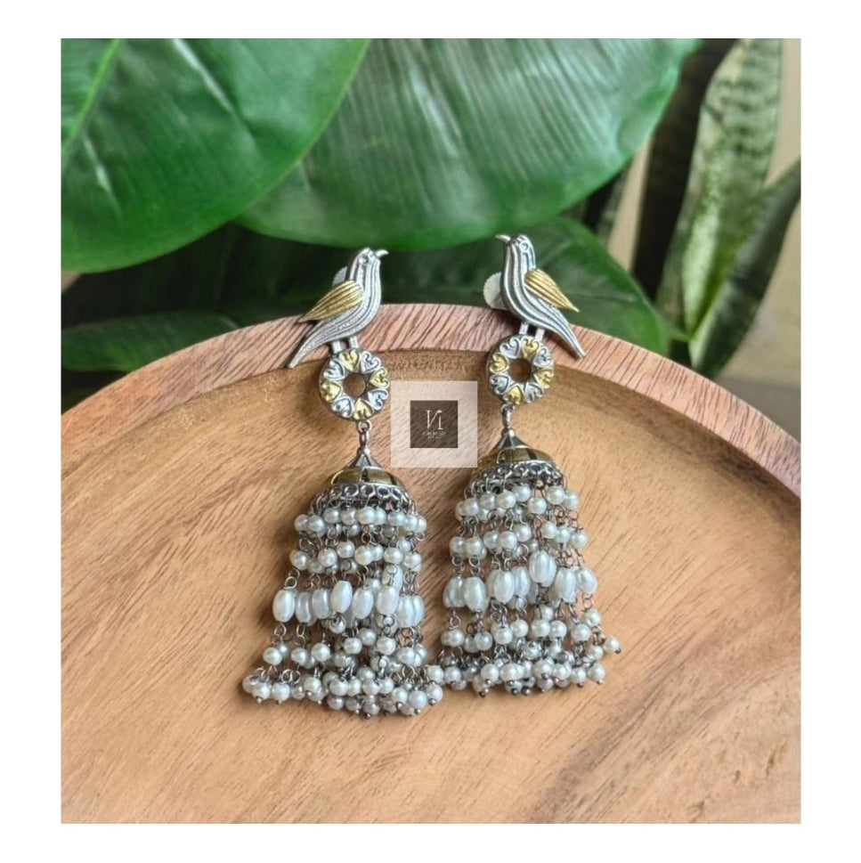 Long Oxidised Earrings