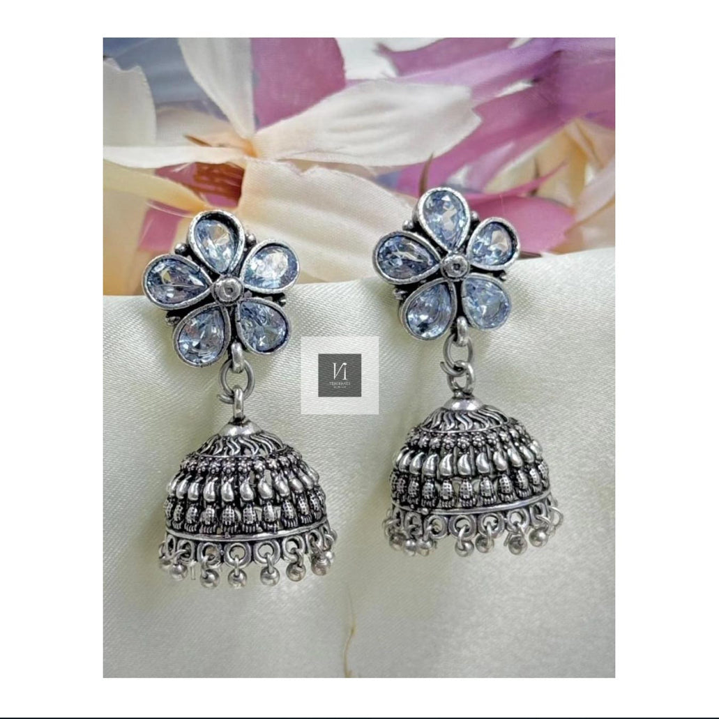 Floral Jhumki_Oxidised