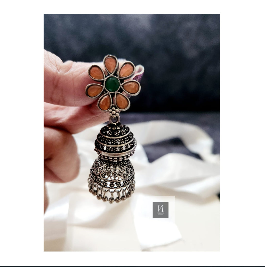 Oxidised Two Layer Jhumki