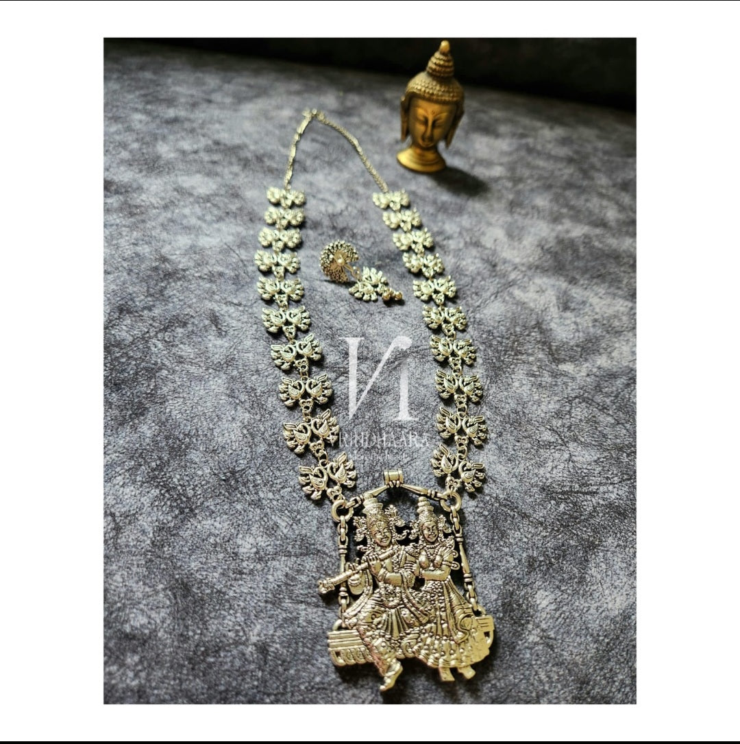 Unique Radhe Krishna Long Oxidised Set