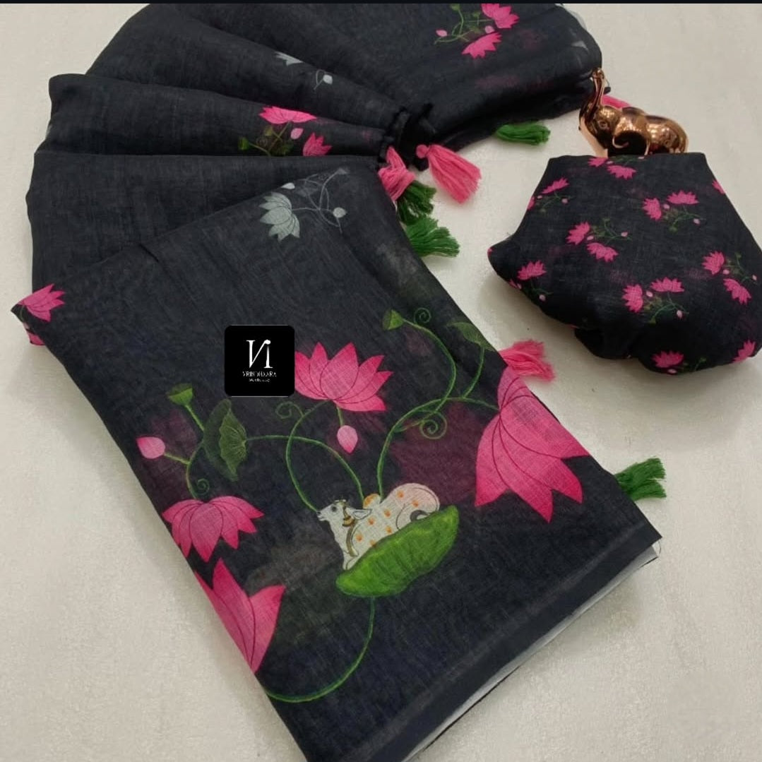 Kalamkari Linen Saree