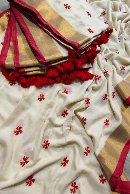 Mul Cotton_ Flower Embroidery